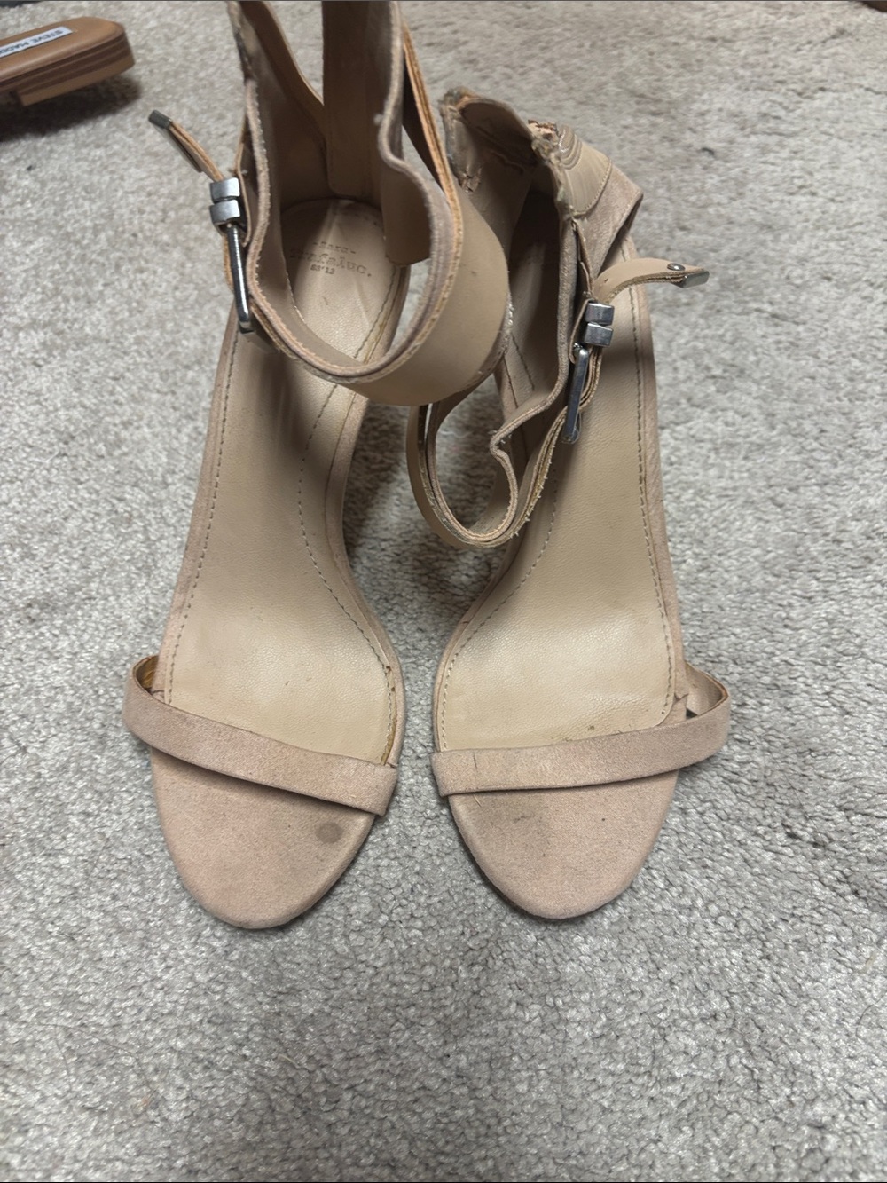 Zara Beige Ankle-Strap Suede Heels